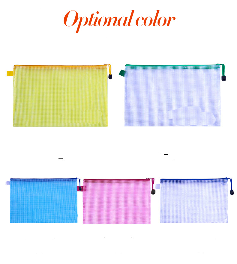 Thickened B4 mesh transparent waterproof stationery bag customized zipper file folder bag