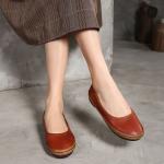 S110 Women's shoes autumn 2020 leather retro women's shoes woven shallow mouth