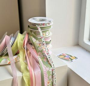 Wholesale High Tenacity Fanhua Pink Green Series Ribbon Flower Bouquet Strap Baking DIY Festival Products Floral Materials Ribbon from china suppliers
