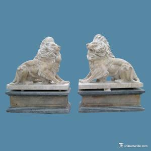 Wholesale Natural Stone Carving Sculpture Antique Finish Stone Lions Animal Figures from china suppliers