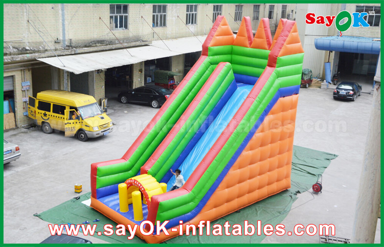 Inflatable Slippery Slide Safety PVC Tarpaulin Inflatable Bouncer Slide Yellow / Green Color For Playing