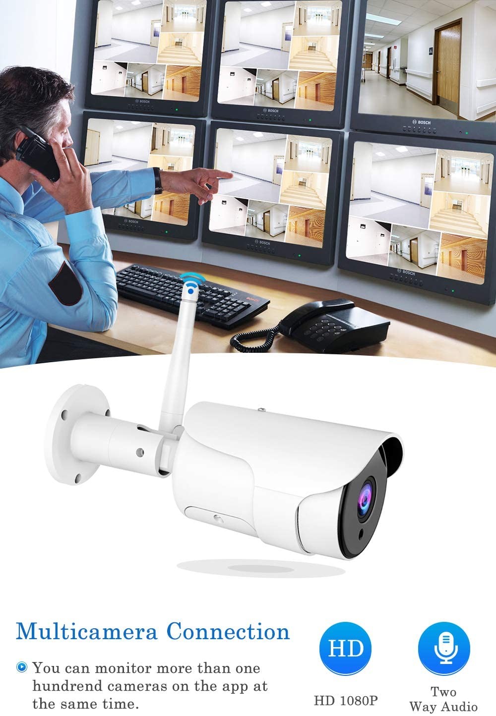 1080P HD Smart Surveillance Camera WiFi Wireless IP Camera Supports Alexa & IFTTT