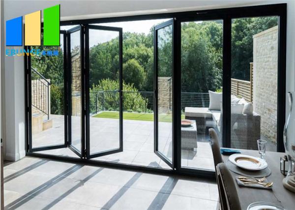 Soundproof Thermal Break Tempered Glass Aluminium Bi - Folding Doors Residentian