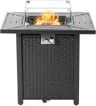 28 Inch 50,000 BTU Gas Modern Propane Fire Pit Auto-Ignition Waterproof Cover