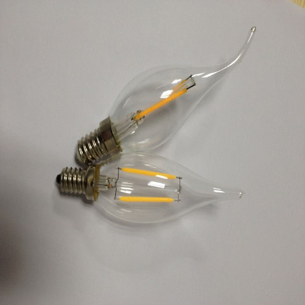 dimmable led filament lamp led candle light bulb E12 4W/2W 2700K UL ETL