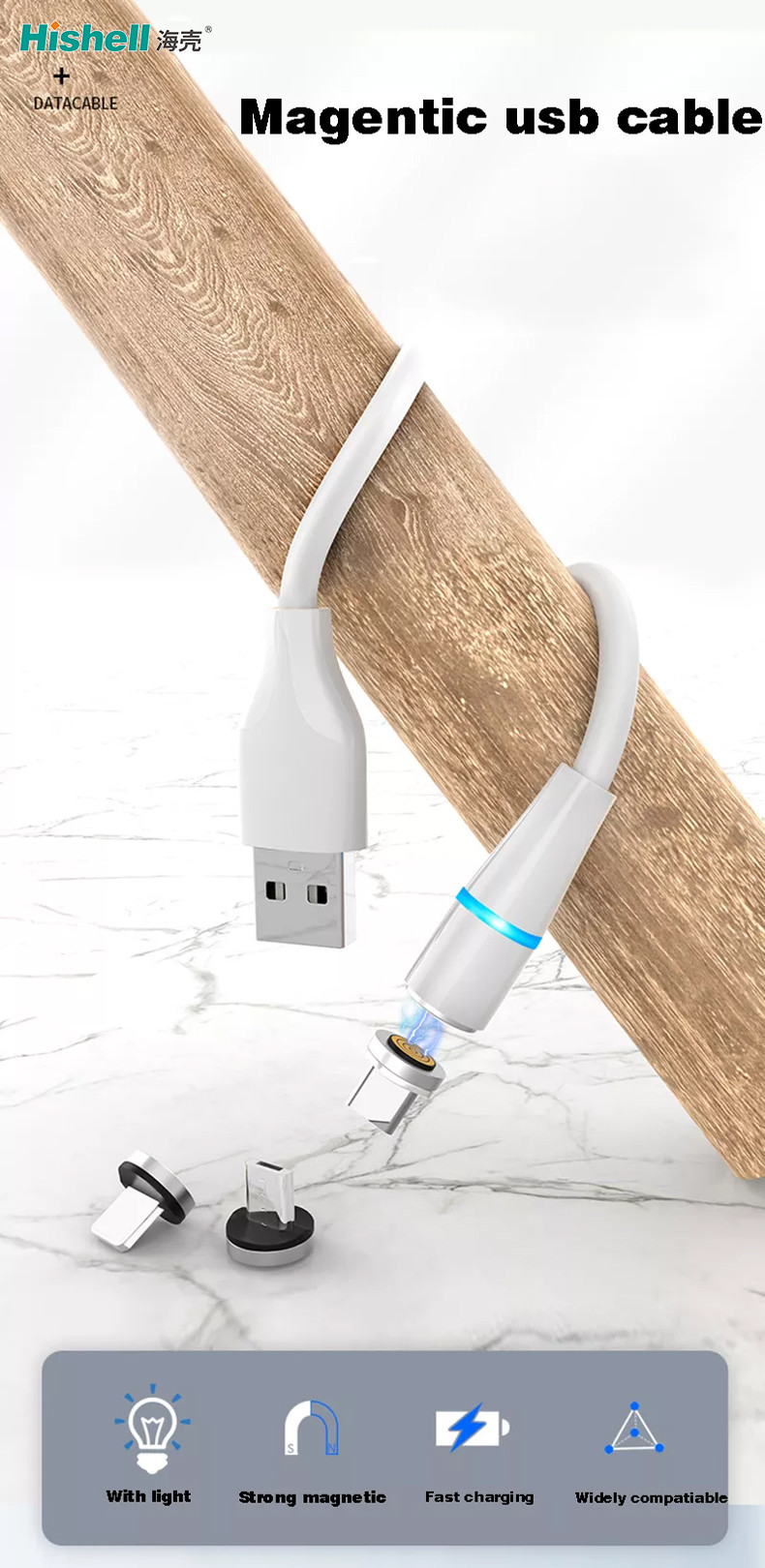Multiscene Lightning Magnetic Mobile Charging Cable PVC Material