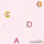 Modern English Letters Kids Bedroom Wallpaper Pink Color Wallcovering