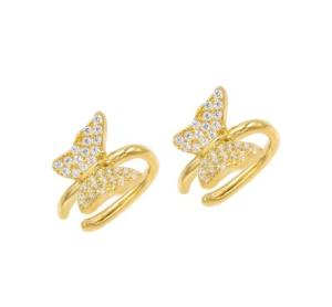 Wholesale 18K Gold Plated Butterfly Earring Cuff With Micron Pave White CZ Trendy Women Jewelry from china suppliers