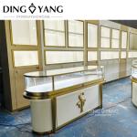 Professional Jewellery Counter Showcase with Hairline Gold and Matte Beige