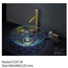 Wholesale Modern Home Bathroom Glass Counter Top Sink Round Glass Wash Hand Basin from china suppliers
