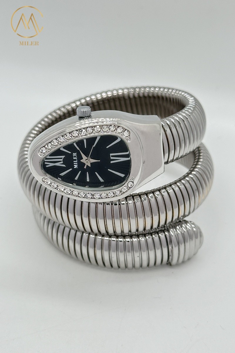 Creative Luxury Lady Quartz Watch High Quality with Snake Strap Alloy Gold-Plated Case