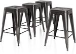 26 Inches Height Bar Stools Industrial Kitchen Stools Backless Black Metal