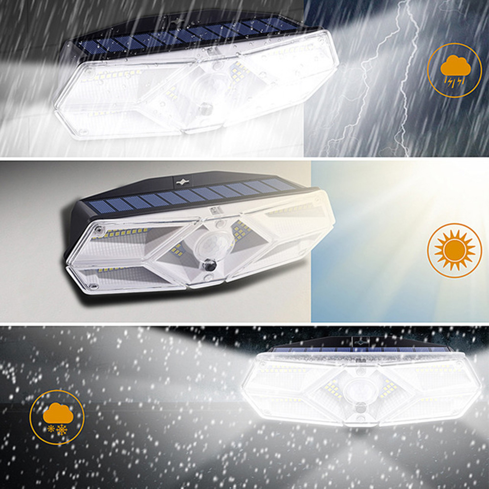 Christmas IPX5 1500mAH Outdoor Solar Street Lamp PIR Sensor 60MA 10000LUX