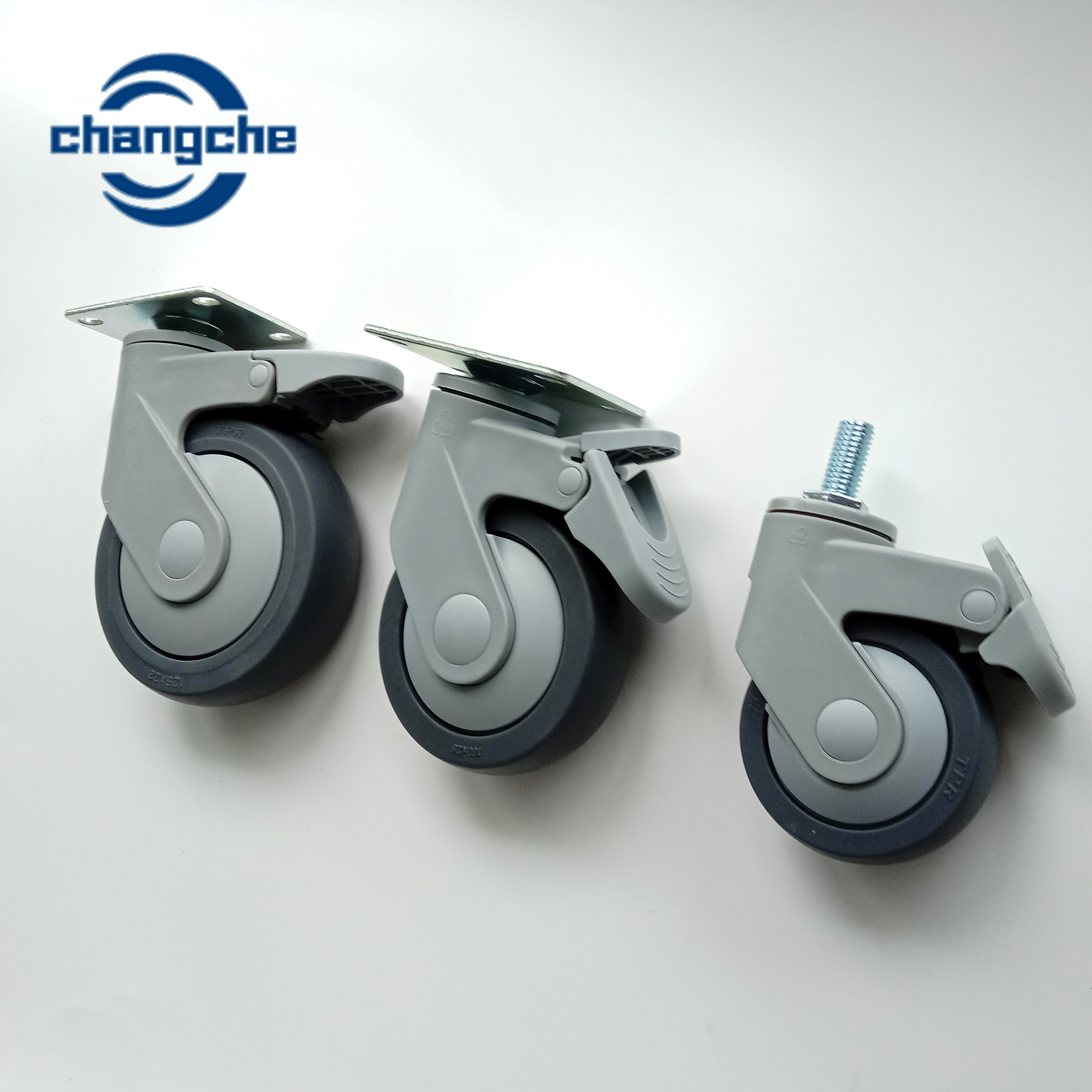 Load Capacity 100 / 200 Lbs Hospital Caster Wheels With Brake Medical Casters With Plate