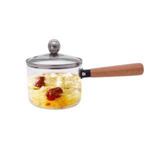 Wholesale Kitchen Cookware Borosilicate Glass Pot With Wood Handle from china suppliers