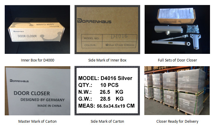 Industrial Surface Mounted UL Door Closer D4016 High Lubricity Adjustable Speeds