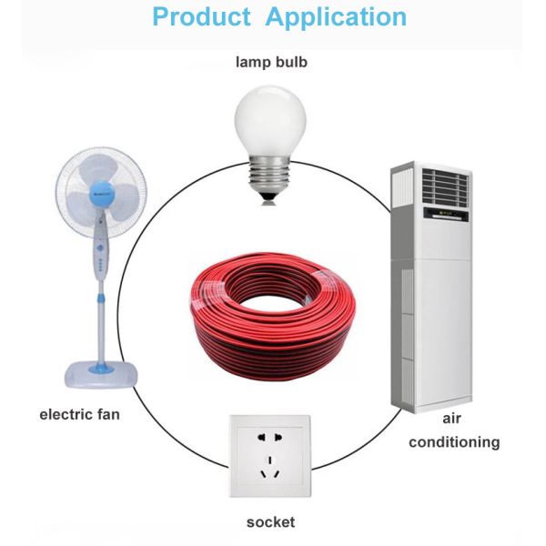 Flat Shielded Speaker Cable 2 Cores Copper Wire PVC Insulated Non - Sheathed RVB Electrical Wire