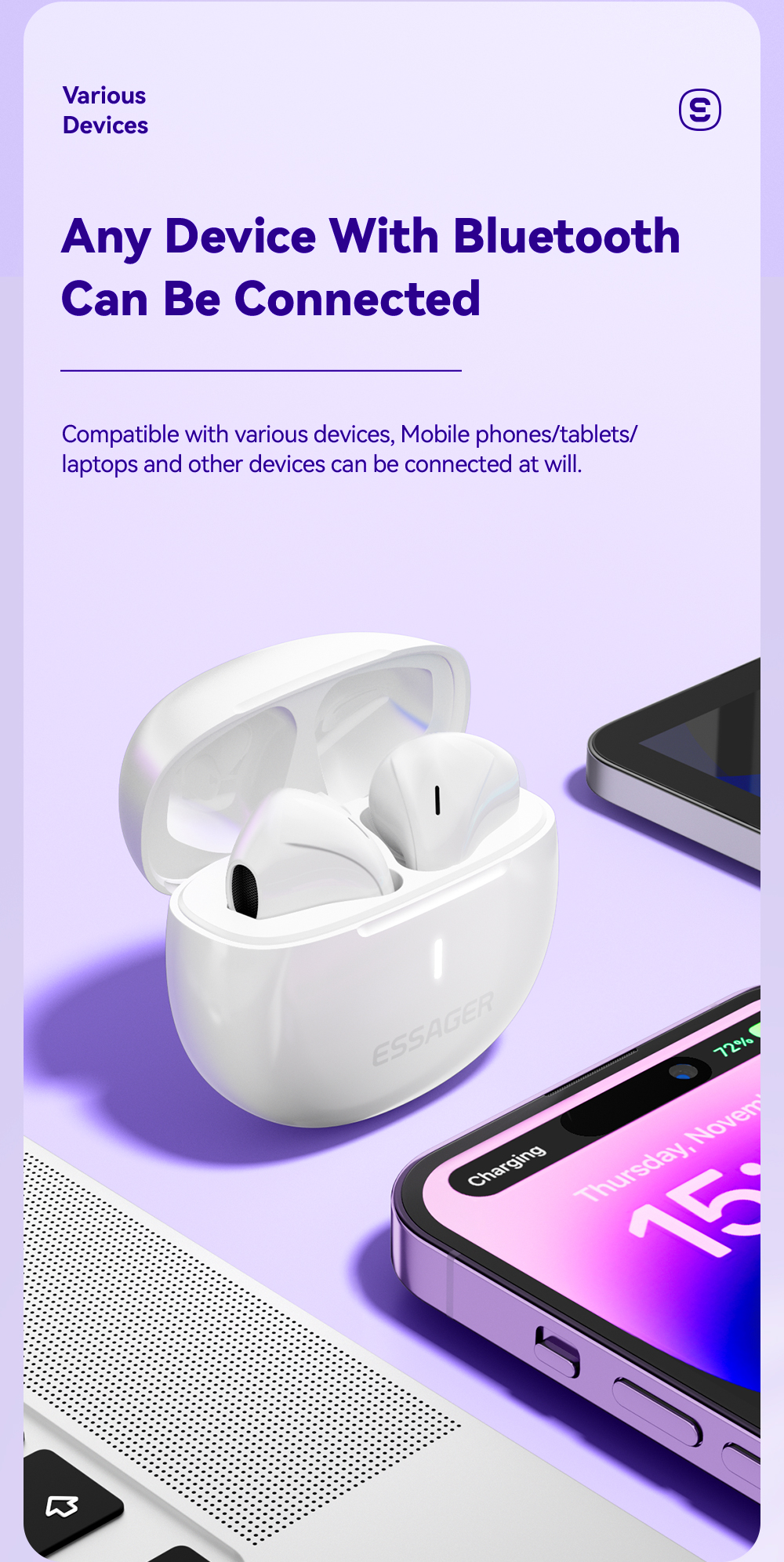 ESSAGER D 8 Series TWS Wireless Earbuds BT Ear Buds With Touch Control