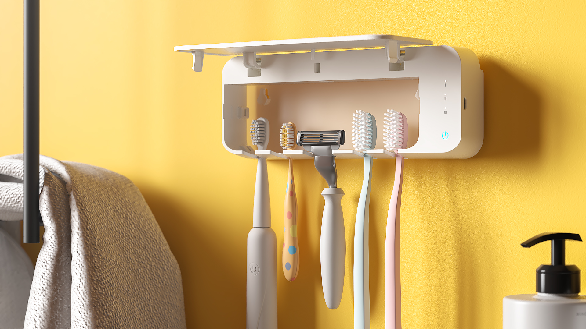 Wall Mounted UV Light Sanitizer For Bathroom Toothbrush Holder