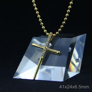 Wholesale Trendy Stainless Steel CZ Crystal Stones Inlay Cross Plus Symbol Necklace Pendant LDC06 from china suppliers