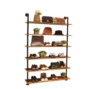 Wholesale Wood / Metal Indoor Shoe Rack Display Shelves Modern 6 Layers Store Fittings from china suppliers