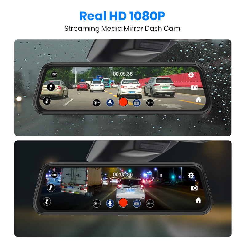 10Inch IPS 2.5D 4K GPS Dash Cam Dash And Reverse Camera Touch Screen