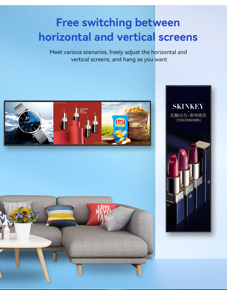 Digital Shelf Edge Stretched LCD Display Retail Shore Stretched Bar LCD Monitor