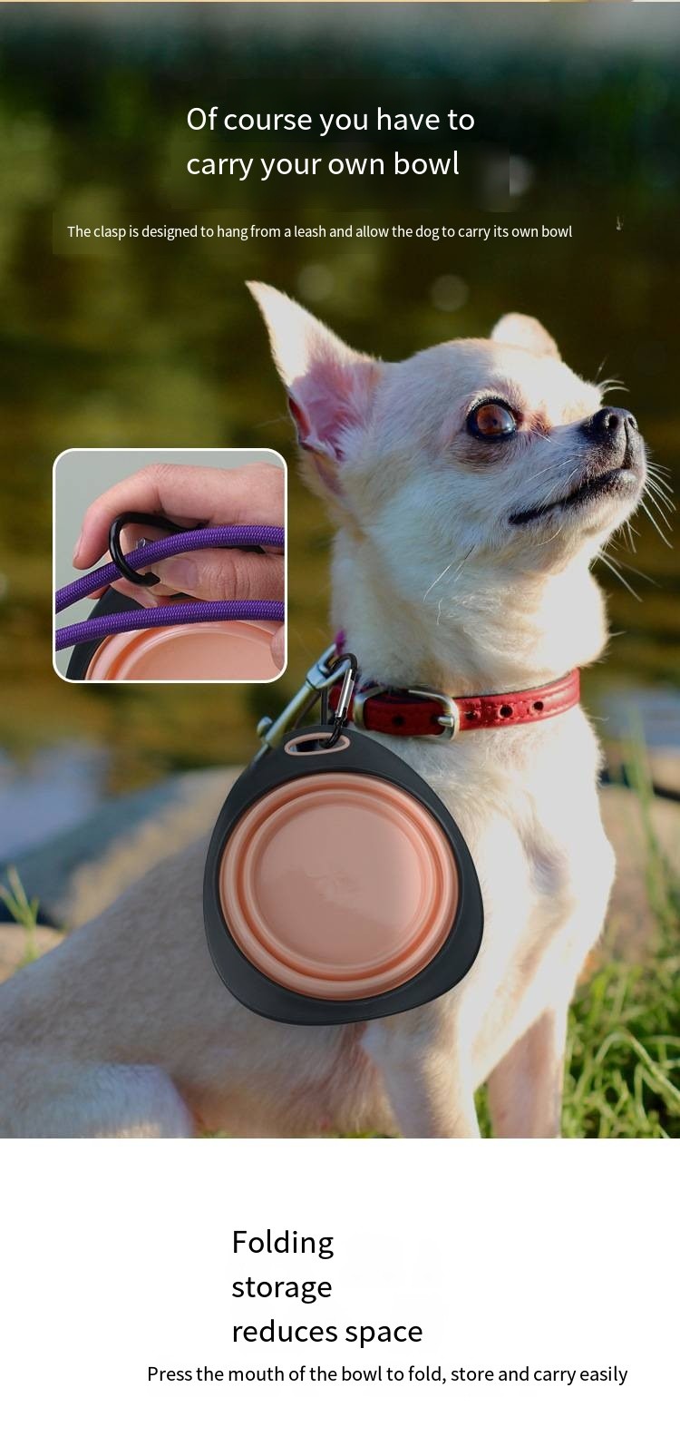 Pet Collapsible Portable Adjustable Silicone Dog Bowl Slow Eating