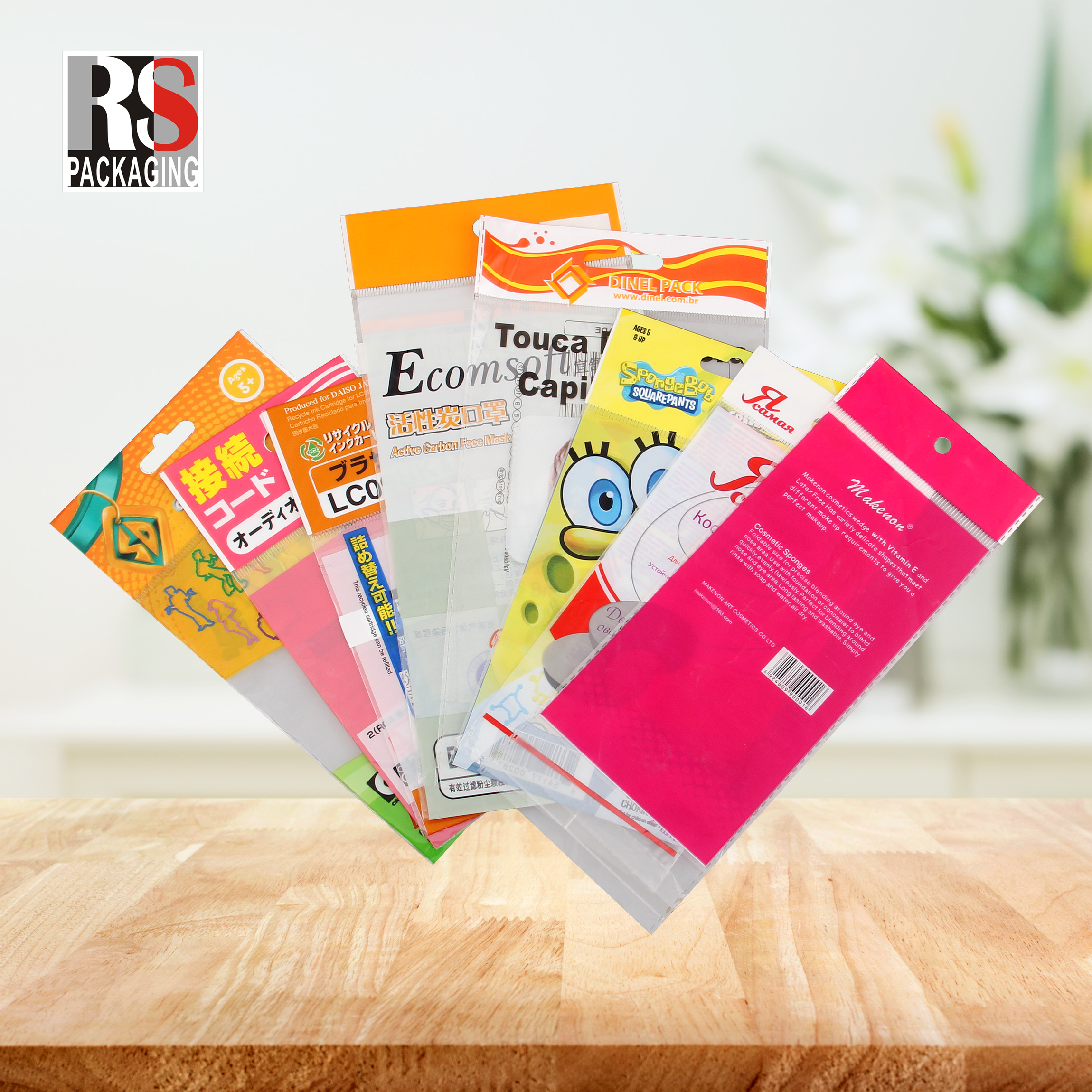 Food Snacks Packaging Stand Up Pouch Disposable OPP Poly Plastic Header Bags