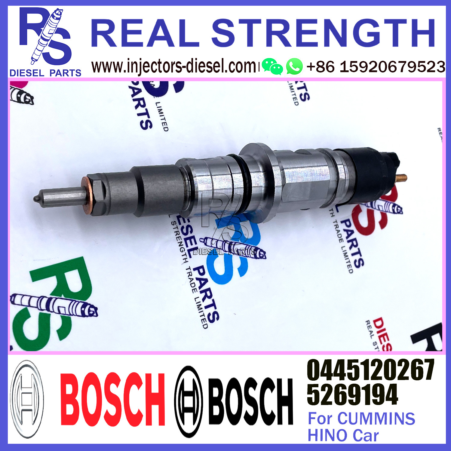 0445120192 Common Rail Injector 0445120264 5269194 For Cummins 150T1 HINO
