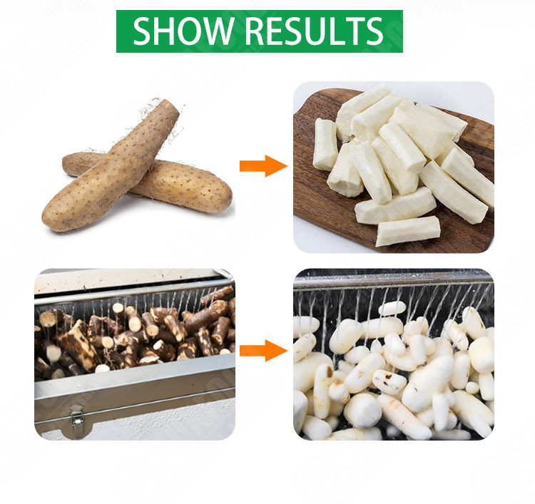 Brush Rolling 300kgs/h Potato Peeler Emery Yam cassava Peeling And Washing Machine