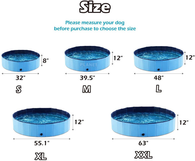 Blue 0.3cm Pvc Large Foldable Pet Wash Tub For Dog Cat Swimming