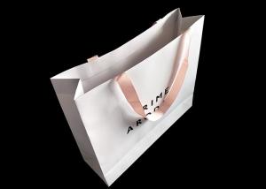 Wholesale Craft White Paper Shopping Bags UV Logo Printing With Ribbon Handle Paper Grocery Sacks from china suppliers