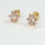 Flower Amethyst CZ Birthstone Baby Girls 925 Sterling Silver Screw Back Stud