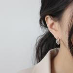 Lanciashow 925 Solid Silver Gold Plated Jewelry Hoop Earrings Simple Concavo