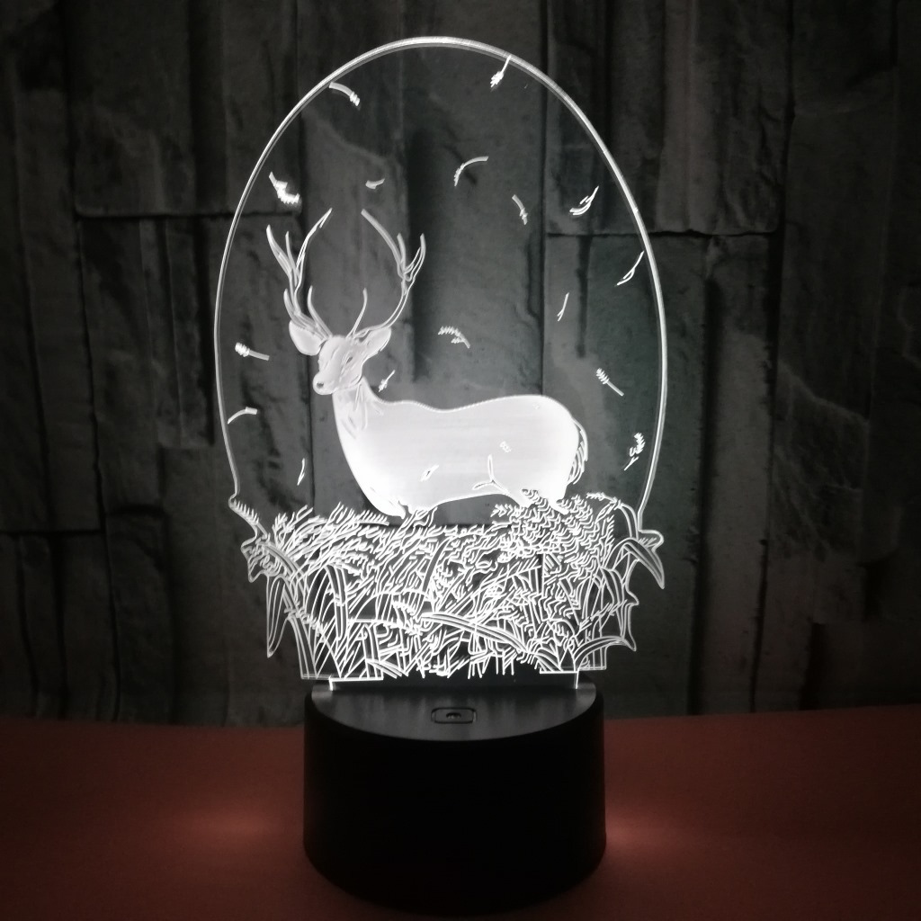 Foreign trade hot sale deer moon 3D night lights LED visual decoration atmosphere gift table lamp