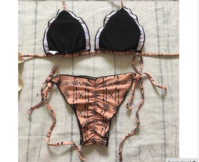 Swimwear button 2018 Sexy Bikinis women swimsuit brazilian woman Bandeau Push up Vintage Bikini Set Biquini beachwear
