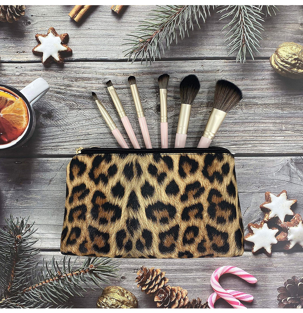 2pcs Portable Leopard PVC Makeup Travel Pouch For Women