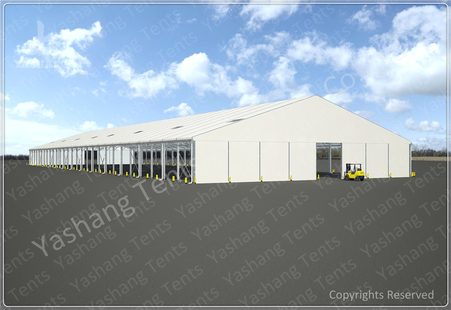Aluminum Frame Industrial Storage Tents , Grey Fabric Temporary Warehouse Tent
