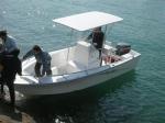 6 M Fiberglass Hull Pontoon Fishing Boats , 6 Person Inflatable Boat With Center