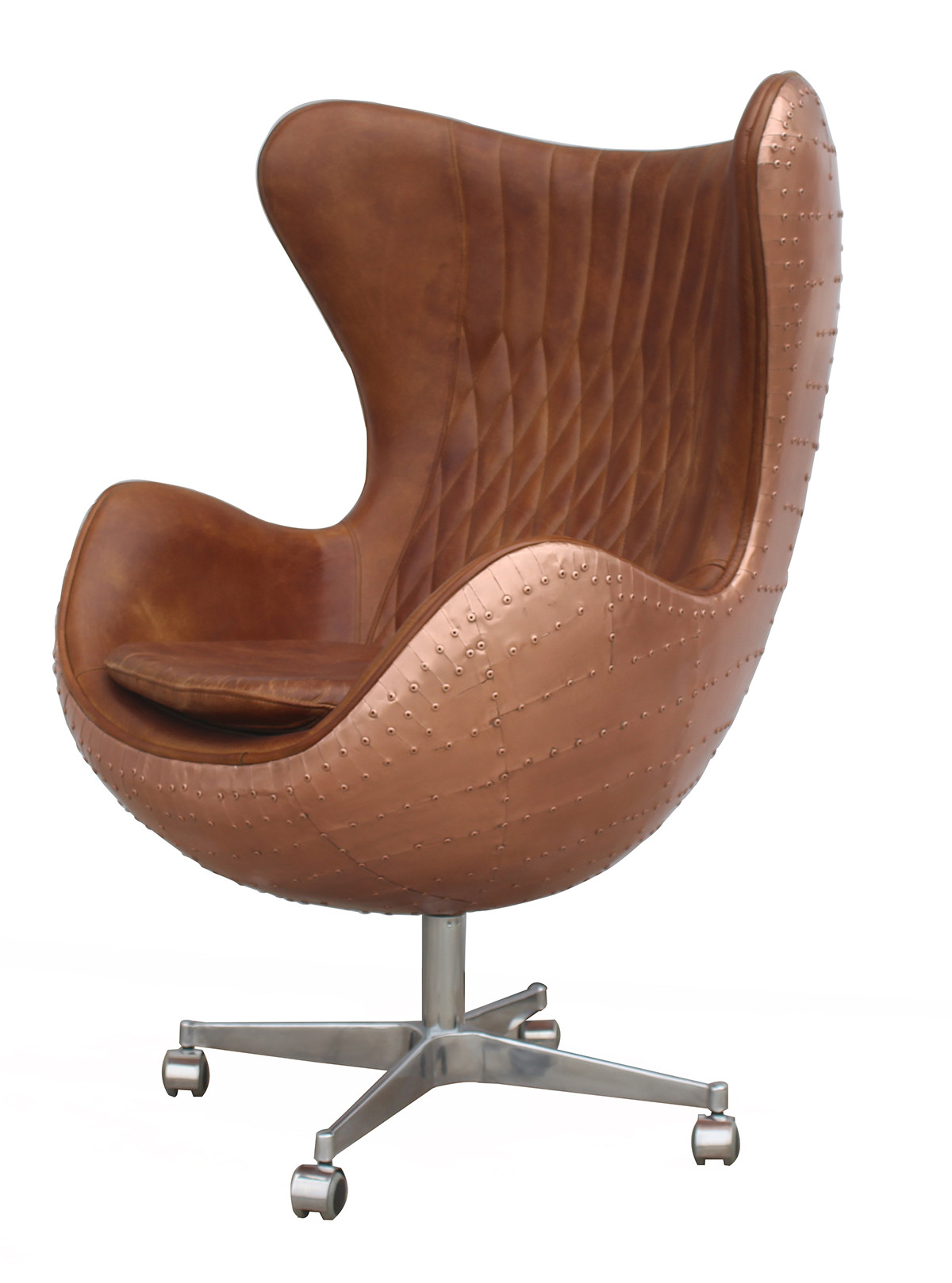 Restoration Hardware Aviator Swivel Chair Egg Aviator Leather Chair Brass Riveted