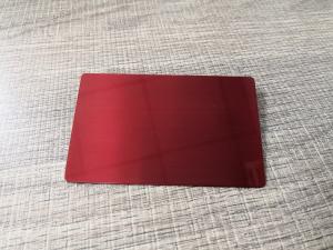 China Glossy 0.8mm Plain Red Brushed Metal Bank Card Small Chip For Supermarket on sale