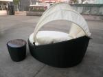 Beach Dark Brown Wicker Daybed , Aluminium Frame Wicker Oval Bed