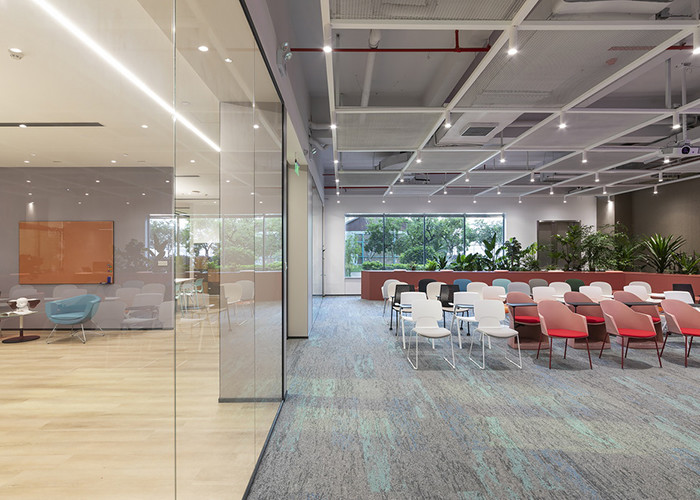 Acoustic Double Partition Within Commercial Aluminum Frame Glass Office Partitions Enhanced Sound Insulation