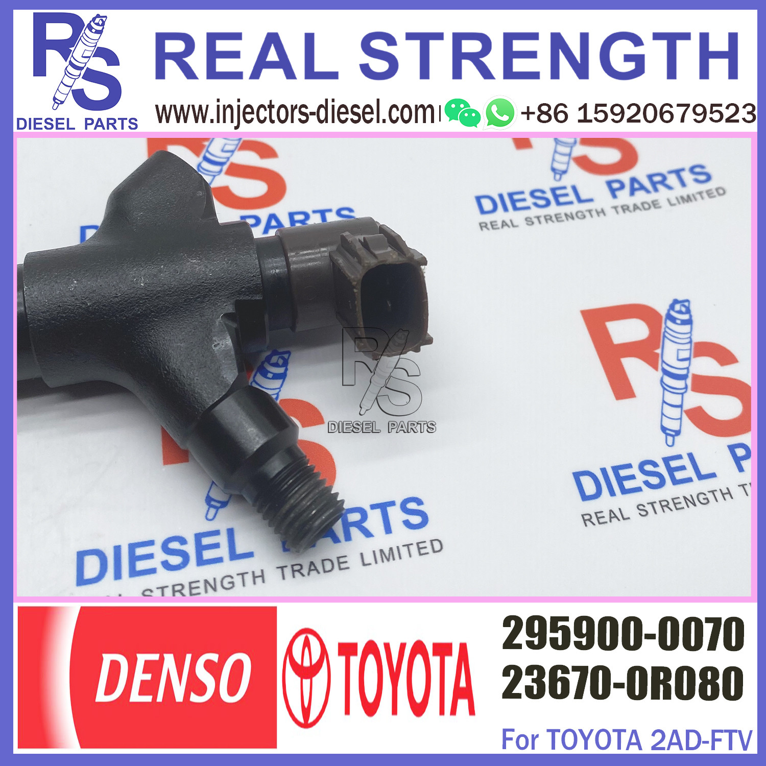 Diesel Fuel Common Rail Fuel Injector 23670-0R080 295900-0070 Fuel Injection Nozzle For Toyota 2AD