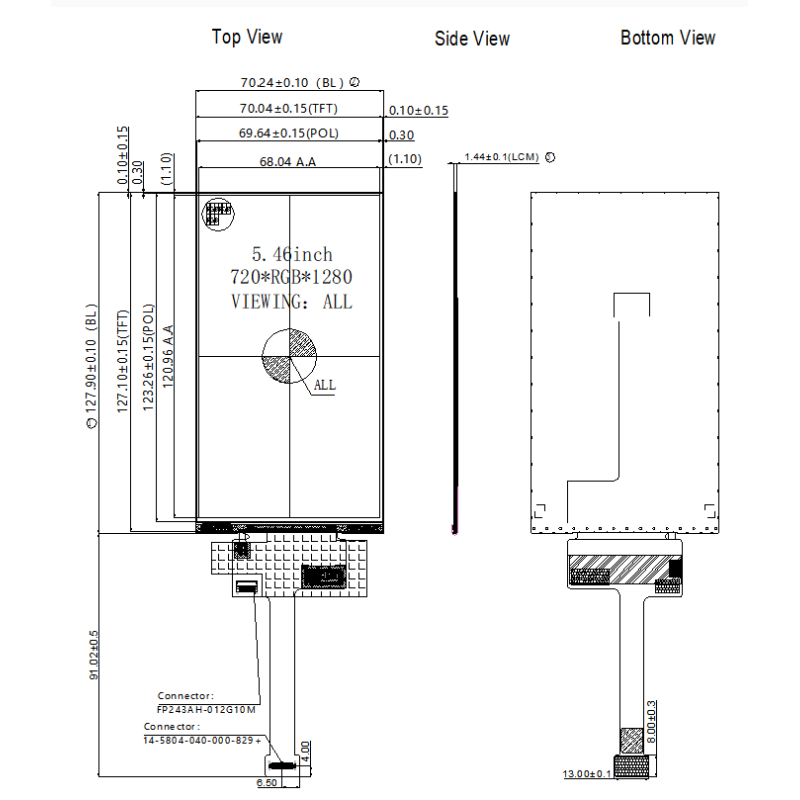 5.5 Inch IPS TFT LCD Display Module 720x1280 MIPI For Security Monitoring Systems