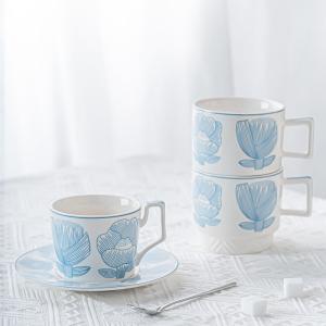 Wholesale Sustainable Business Gifts European Ceramic Floral Tea Cups And Saucers Set 200ml 300ml from china suppliers