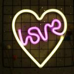 Love Heart Wall Hanging Decor LED Neon Sign Light Wedding Christmas Party Home