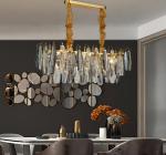 Customised Crystal Smoke Grey Pendant Light Rustproof For Senior Club