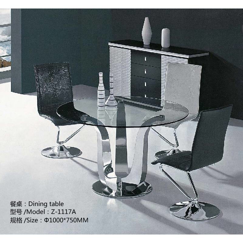 Antique Glam Silver Luxury Modern Dining Tables D150XH75 Glass Top Dining Table